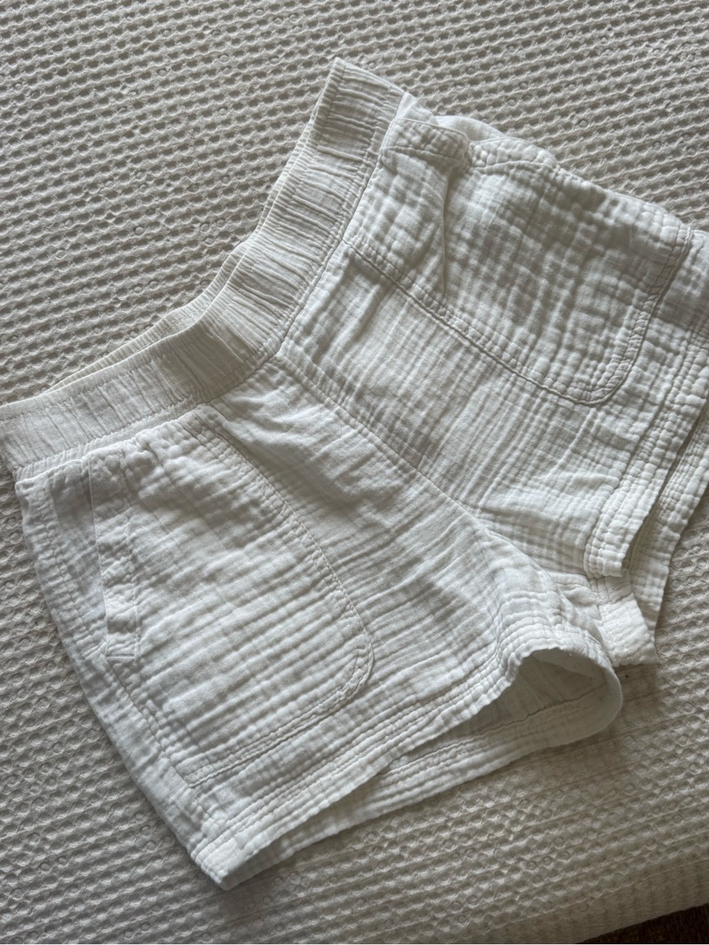 Old Navy White Gauze High-Waist Elastic Shorts